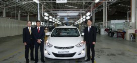Official Rollout of the Hyundai Elantra for export (L-R Hideki Yanagisawa, Rizal Jailan and HK Kim)